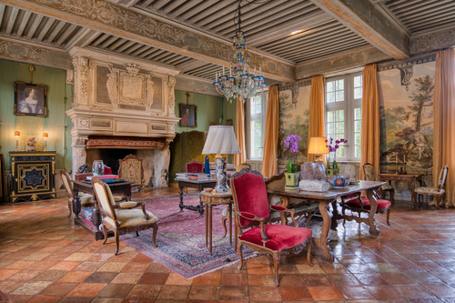 Living room of this castle for sale
